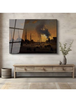 Limitless Design Ivan Aivazovsky Istanbul Gün Batımı Boğaz Cam Tablo Dijital Baskı Duvar Tablosu Dekor Tablo