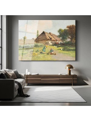 Limitless Design David Teniers Kır Evi Önü Çocuklar Resmi Cam Tablo Dijital Baskı Duvar Tablosu Dekor Tablo