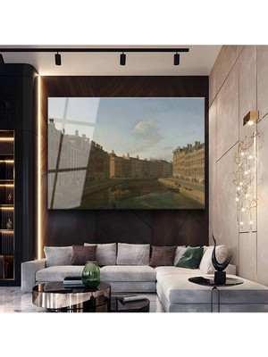 Limitless Design Jan Van Der Heyden Amsterdam Kanalı Su Resmi Cam Tablo Dijital Baskı Duvar Tablosu Dekor Tablo