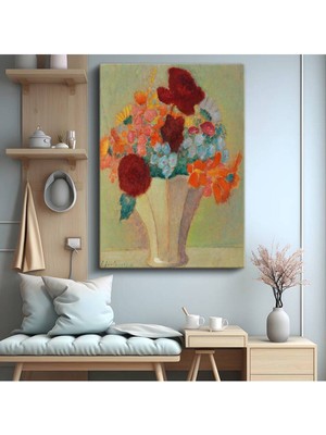Limitless Design Odilon Redon Renkli Çiçek Kompozisyonu Kanvas Tablo Sanat Tablosu Klasik Ressam Tablosu