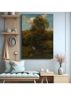 Limitless Design George Inness Nehir Kenarı Ağaç Manzarası Kanvas Tablo Sanat Tablosu Klasik Ressam Tablosu