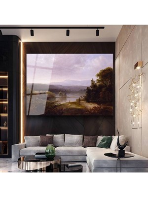 Limitless Design Thomas Cole Dağ Gölü Doğa Manzarası Cam Tablo Dijital Baskı Duvar Tablosu Dekor Tablo