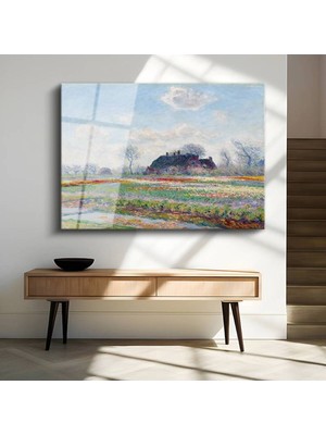 Limitless Design Claude Monet Lale Tarlaları Çiçek Manzarası Cam Tablo Dijital Baskı Duvar Tablosu Dekor Tablo