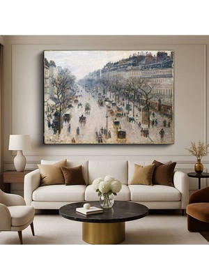 Limitless Design Camille Pissarro Boulevard Montmartre Paris Sokak Manzarası Kanvas Tablo Klasik Ressam Tablosu