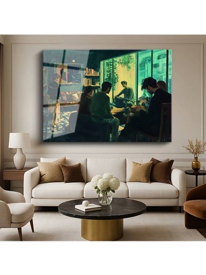 Limitless Design Ramon Lombarte Akşam Buluşması Sosyal Yaşam Resmi Cam Tablo Dijital Baskı Duvar Tablosu Dekor Tablo