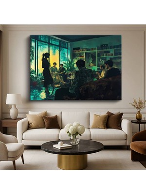 Limitless Design Jeremy Mann Yeşil Oda Sohbeti Iç Mekan Resmi Kanvas Tablo Sanat Tablosu Klasik Ressam Tablosu