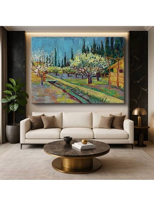 Limitless Design Vincent Van Gogh Çiçek Açan Meyve Bahçesi Bahar Resmi Kanvas Tablo Klasik Ressam Tablosu
