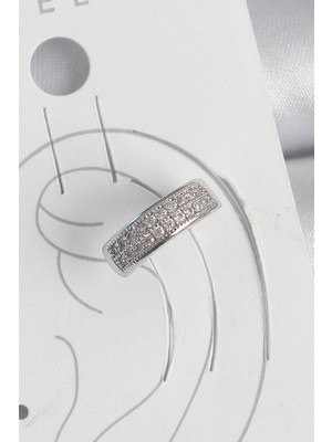 Belle Fusion Bfs Pirinç Gümüş Renk Zirkon Taşlı Kıkırdak Model Kadın Küpe