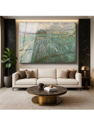 Limitless Design Vincent Van Gogh Yağmurlu Doğa Manzarası Cam Tablo Dijital Baskı Duvar Tablosu Dekor Tablo
