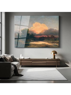Limitless Design Thomas Cole Günbatımı Doğa Manzarası Cam Tablo Dijital Baskı Duvar Tablosu Dekor Tablo