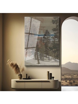 Limitless Design Anonim Beyaz Kış Ormanı Manzarası Cam Tablo Dijital Baskı Duvar Tablosu Dekor Tablo