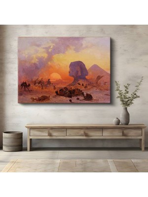 Limitless Design David Roberts Mısır Sfenksi Piramitler Günbatımı Kanvas Tablo Sanat Tablosu Klasik Ressam Tablosu