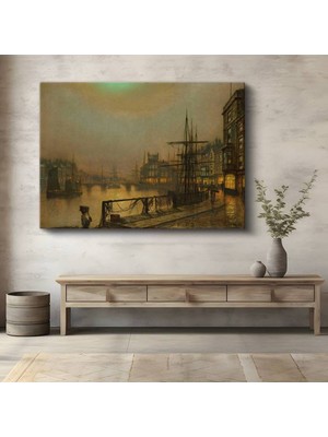 Limitless Design John Atkinson Grimshaw Liman Gün Batımı Deniz Kanvas Tablo Sanat Tablosu Klasik Ressam Tablosu