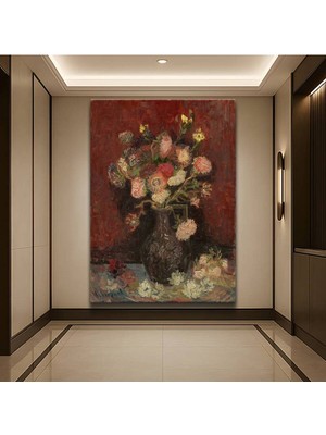 Limitless Design Vincent Van Gogh Vazo Karanfil Çiçekleri Kanvas Tablo Sanat Tablosu Klasik Ressam Tablosu