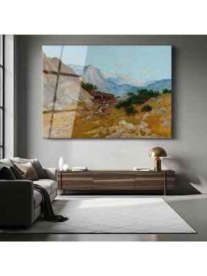 Limitless Design Albert Bierstadt Dağ Peyzaj Doğa Manzarası Cam Tablo Dijital Baskı Duvar Tablosu Dekor Tablo