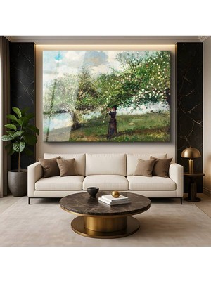 Limitless Design Winslow Homer Çiçek Açmış Ağaçlar Bahar Doğa Resmi Cam Tablo Dijital Baskı Duvar Tablosu Dekor Tablo