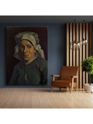 Limitless Design Vincent Van Gogh Beyaz Başlıklı Kadın Portresi Kanvas Tablo Sanat Tablosu Klasik Ressam Tablosu