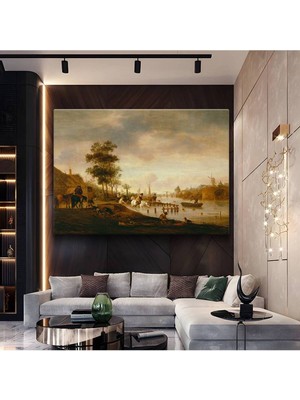 Limitless Design Aelbert Cuyp Nehir Kenarı Günbatımı Resmi Kanvas Tablo Sanat Tablosu Klasik Ressam Tablosu