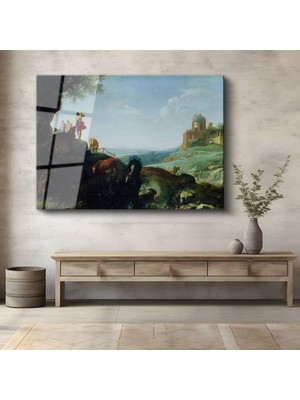 Limitless Design Claude Lorrain Mitolojik Antik Manzara Cam Tablo Dijital Baskı Duvar Tablosu Dekor Tablo