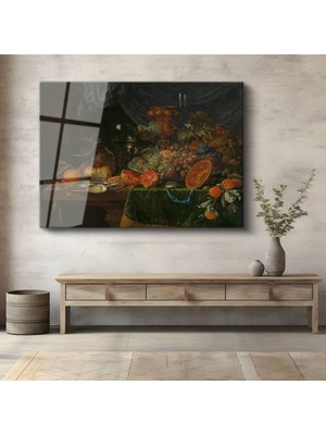 Limitless Design Jan Van Huysum Zengin Sofra Natürmort Hd Baskı Duvarı Cam Tablo Hd Baskı Tablo