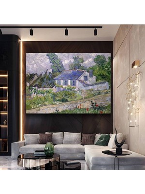 Limitless Design Vincent Van Gogh Auvers Evleri Kırsal Manzara Kanvas Tablo Sanat Tablosu Klasik Ressam Tablosu