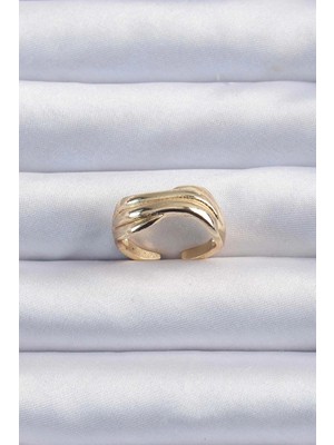 Belle Fusion Bfs Pirinç Altın Renk Kıvrımlı Ayarlanabilir Yüzük