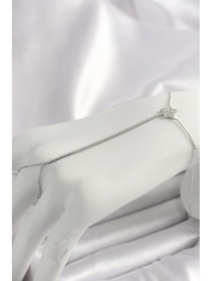 Belle Fusion Bfs Pirinç Gümüş Renk Su Yolu Zirkon Taşlı Yıldız Model Kadın Şahmeran