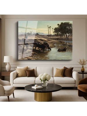 Limitless Design Léon Belly Nil Kıyısı Afrika Manzarası Cam Tablo Dijital Baskı Duvar Tablosu Dekor Tablo