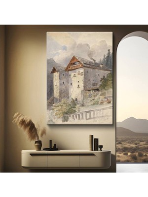 Limitless Design Rudolf Von Alt Alp Dağları Kale Manzarası Kanvas Tablo Sanat Tablosu Klasik Ressam Tablosu
