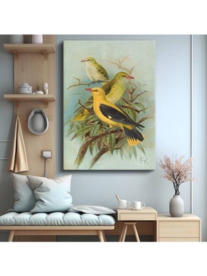 Limitless Design F.k. Sarı Kuşlar Üçlü Kompozisyon Kanvas Tablo Sanat Tablosu Klasik Ressam Tablosu