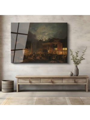Limitless Design Abraham Cooper Gece Pazarı Şehir Manzarası Cam Tablo Dijital Baskı Duvar Tablosu Dekor Tablo