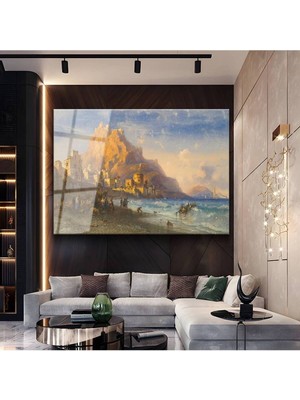 Limitless Design James Webb Akdeniz Kıyısı Deniz Manzarası Cam Tablo Dijital Baskı Duvar Tablosu Dekor Tablo