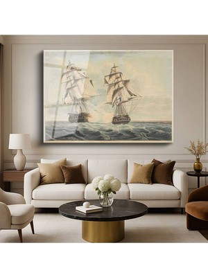 Limitless Design Nicholas Pocock Deniz Savaşı Tarihi Resmi Cam Tablo Dijital Baskı Duvar Tablosu Dekor Tablo