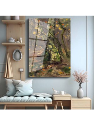 Limitless Design Berthe Morisot Sonbahar Orman Doğa Manzarası Cam Tablo Dijital Baskı Duvar Tablosu Dekor Tablo
