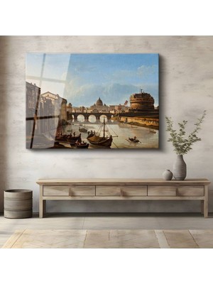 Limitless Design Giovanni Antonio Canal Canaletto Roma Tiber Nehri Manzarası Cam Tablo Dijital Baskı Duvar Tablosu