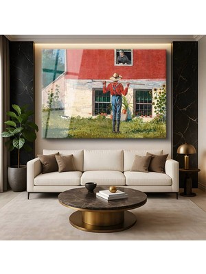 Limitless Design Winslow Homer Rustic Courtship Kırsal Romantik Cam Tablo Dijital Baskı Duvar Tablosu