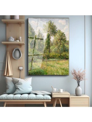 Limitless Design Camille Pissarro Yeşil Çayır Doğa Manzarası Cam Tablo Dijital Baskı Duvar Tablosu