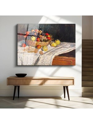Limitless Design Claude Monet Meyve Sepeti Natürmort Hd Baskı Duvarı Cam Tablo Hd Baskı Tablo