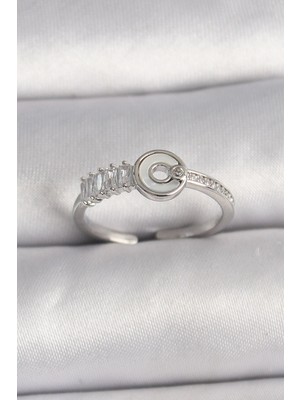 Belle Fusion Bfs Pirinç Gümüş Renk Zirkon Taşlı Ayarlanabilir Kadın Yüzük