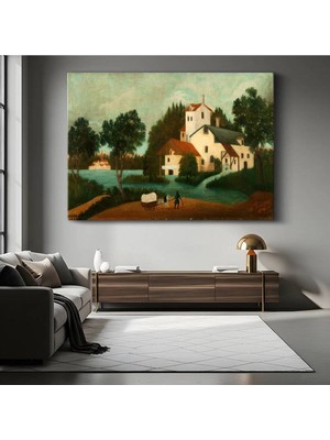 Limitless Design Henri Rousseau Köy Kırsal Manzarası Kanvas Tablo Sanat Tablosu Klasik Ressam Tablosu