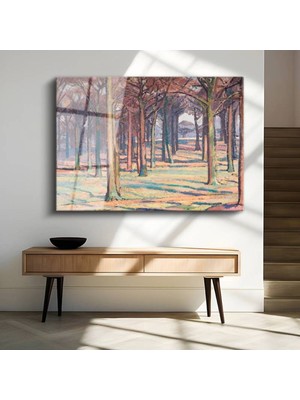 Limitless Design Paul Cézanne Sonbahar Orman Renkleri Cam Tablo Dijital Baskı Duvar Tablosu Dekor Tablo