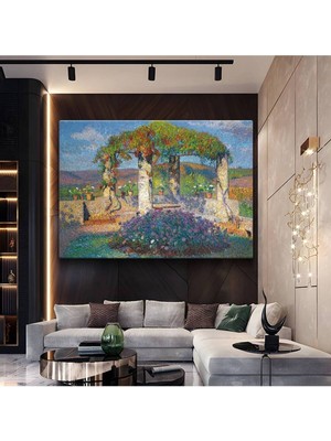 Limitless Design Henri Martin Çiçekli Bahçe Pergola Resmi Kanvas Tablo Sanat Tablosu Klasik Ressam Tablosu