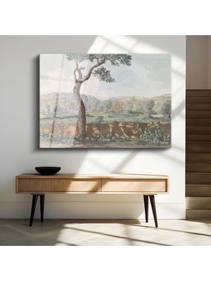 Limitless Design Francis Towne Italyan Kırsal Doğa Manzarası Cam Tablo Dijital Baskı Duvar Tablosu Dekor Tablo