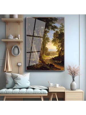 Limitless Design Asher Brown Durand Orman Yolu Doğa Patikası Cam Tablo Dijital Baskı Duvar Tablosu Dekor Tablo