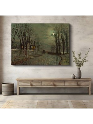 Limitless Design John Atkinson Grimshaw Ay Işığı Kış Kar Manzarası Kanvas Tablo Klasik Ressam Tablosu