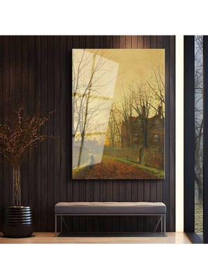 Limitless Design John Atkinson Grimshaw Sonbahar Renkleri Patika Cam Tablo Dijital Baskı Duvar Tablosu Dekor Tablo