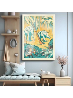 Limitless Design Anonim Tropikal Fil Hayvanları Cam Tablo Dijital Baskı Duvar Tablosu Dekor Tablo