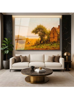 Limitless Design Jasper Francis Cropsey Hasat Zamanı Çiftlik Kırsal Cam Tablo Dijital Baskı Duvar Tablosu