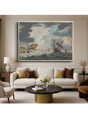 Limitless Design Willem Van De Velde Fırtınada Gemiler Deniz Resmi Kanvas Tablo Klasik Ressam Tablosu