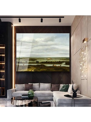 Limitless Design Jacob Van Ruisdael Geniş Ova Peyzaj Manzarası Cam Tablo Dijital Baskı Duvar Tablosu Dekor Tablo